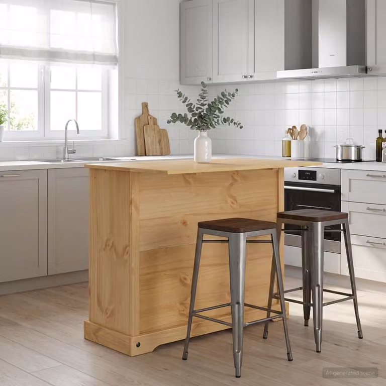 Mobile base per stoccaggio in cucina vidaXL in legno di pino color marrone con ante a battente e cassetti interni L/P/H: 112 x 70 x 91,5 cm