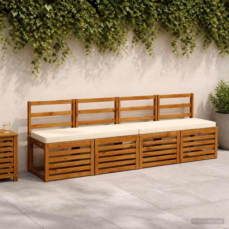 Set di 2 cuscini per panchina vidaXL VUGHT in poliestere beige con rivestimento rimovibile e resistente ai raggi UV