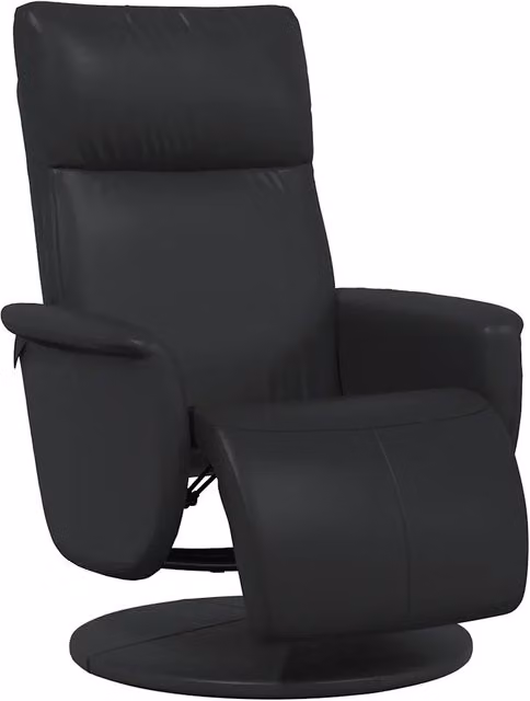 Poltrona Relax Reclinabile con Poggiapiedi e Sedia Girevole 360 in Similpelle Nera con Braccioli e Struttura Moderna