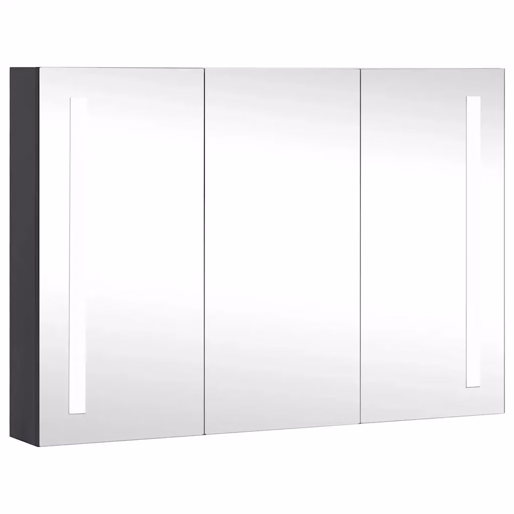 Armadietto da bagno Design Mania con specchio e illuminazione LED, colore antracite, L: 89 cm, P: 14 cm, H: 62 cm – 2