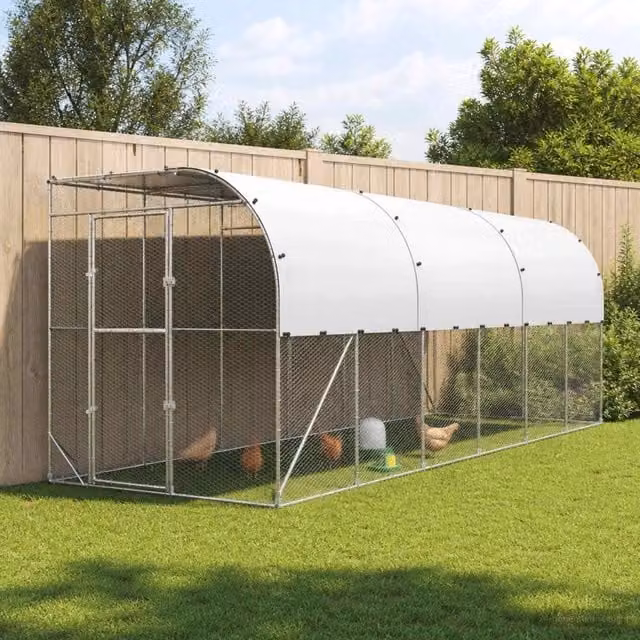 Gabbia per Polli Contro il Muro Argento 600 x 150 x 215 cm 3434737