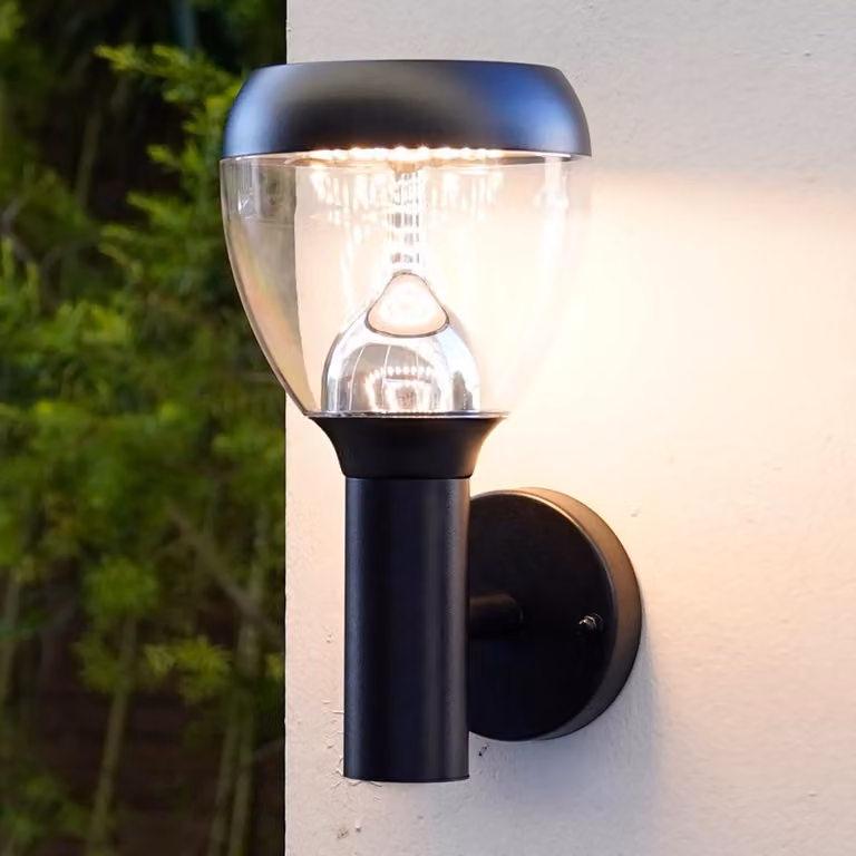 Lampada da parete esterna a LED, colore nero, acciaio inossidabile, 3000K, 1000 lumen, grado di protezione IP44, 9W