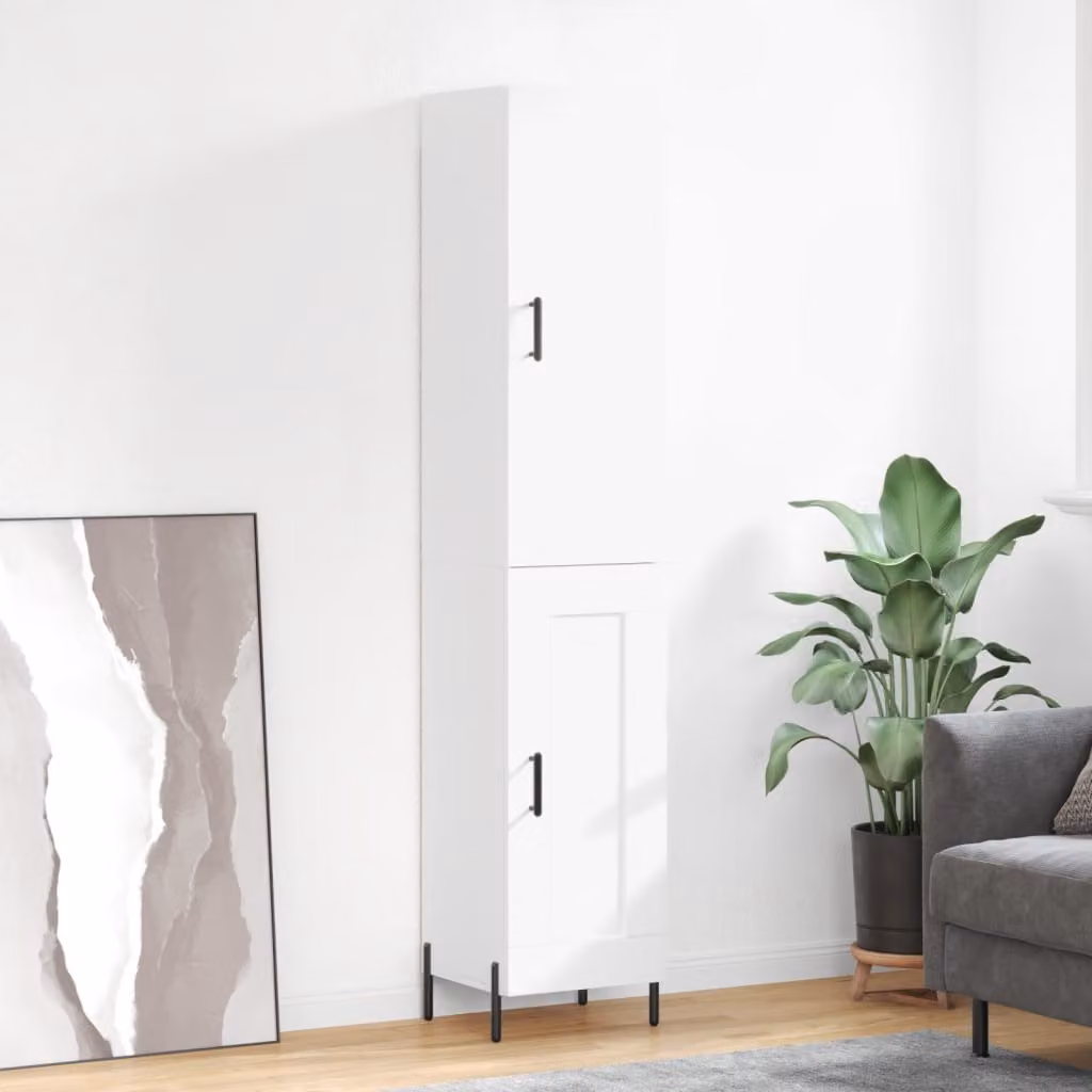 Credenza moderna vidaXL bianca in legno e metallo con ante a battente L/P/H: 34,5 x 34 x 180 cm