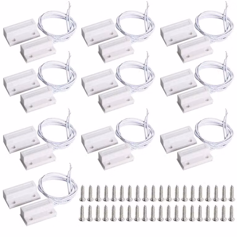 10 pezzi di interruttore magnetico a lamella (reed switch) normalmente chiuso, per sistemi di sicurezza (bianco)