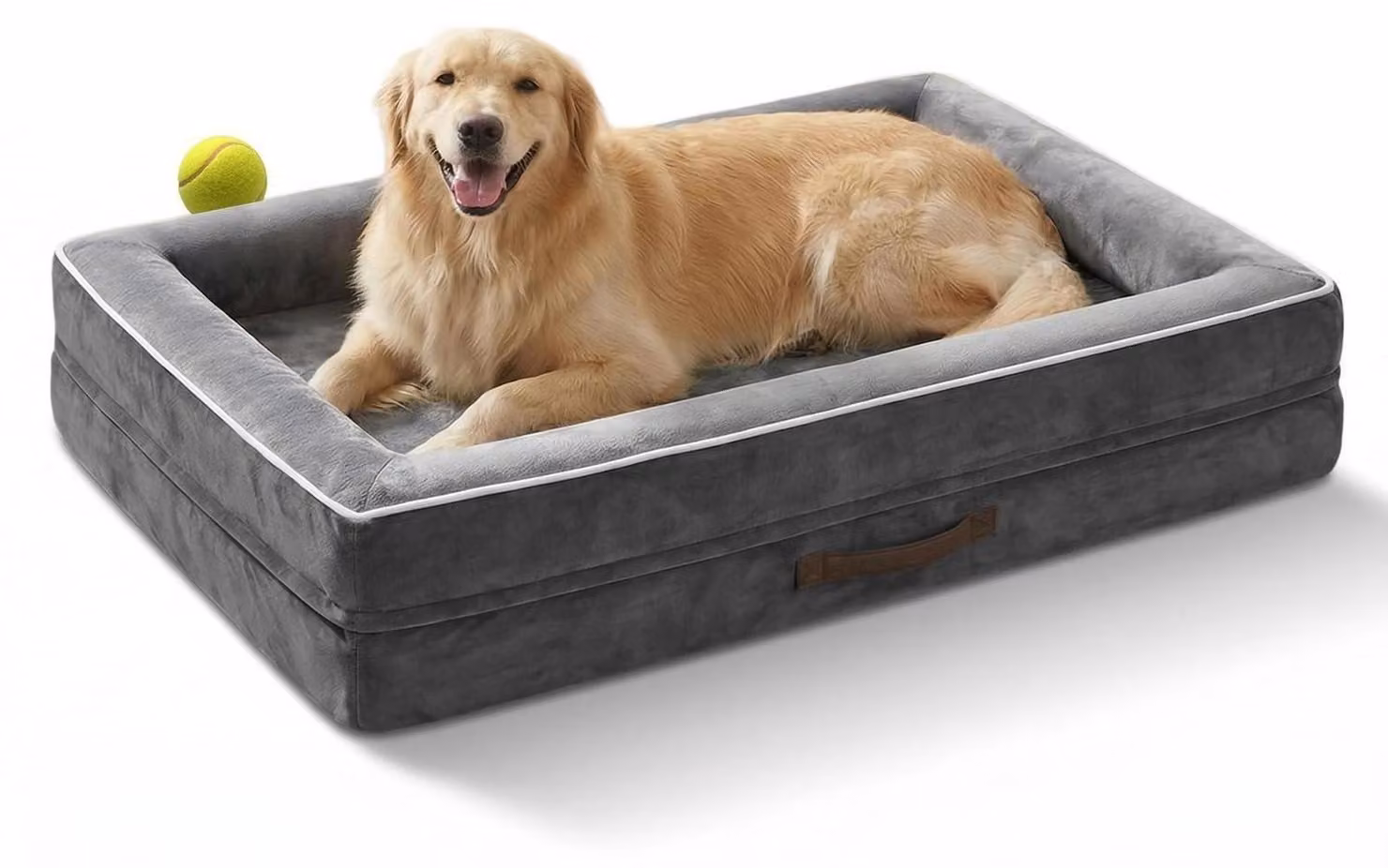 Cuccia ortopedica per cani, taglia XL, cestino lavabile, colore grigio, dimensioni 117x76x19 cm