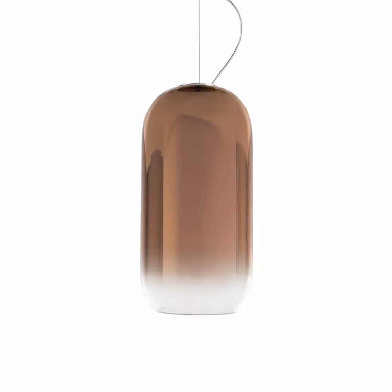 Artemide Lampada a sospensione Gople Mini, dimmerabile, Marrone / Ruggine, Soggiorno / Sala da pranzo, Vetro, Design, Lampada a sospensione