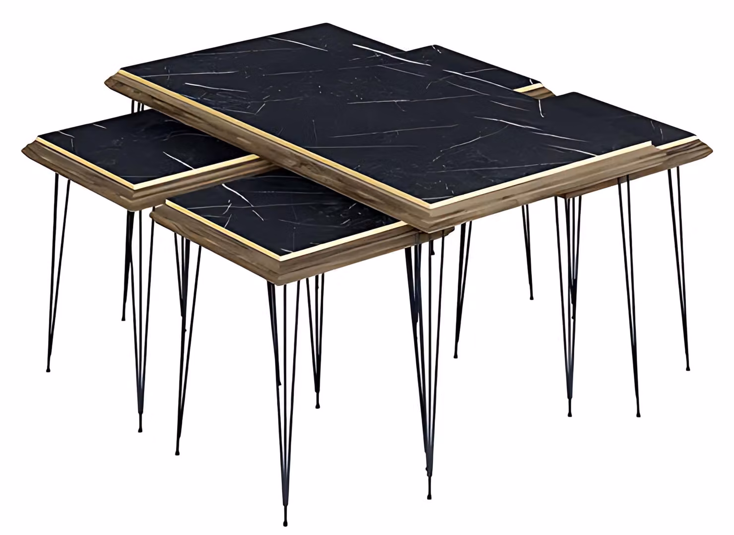 Schwarzer moderner Couchtisch mit Beistelltischen aus MDF