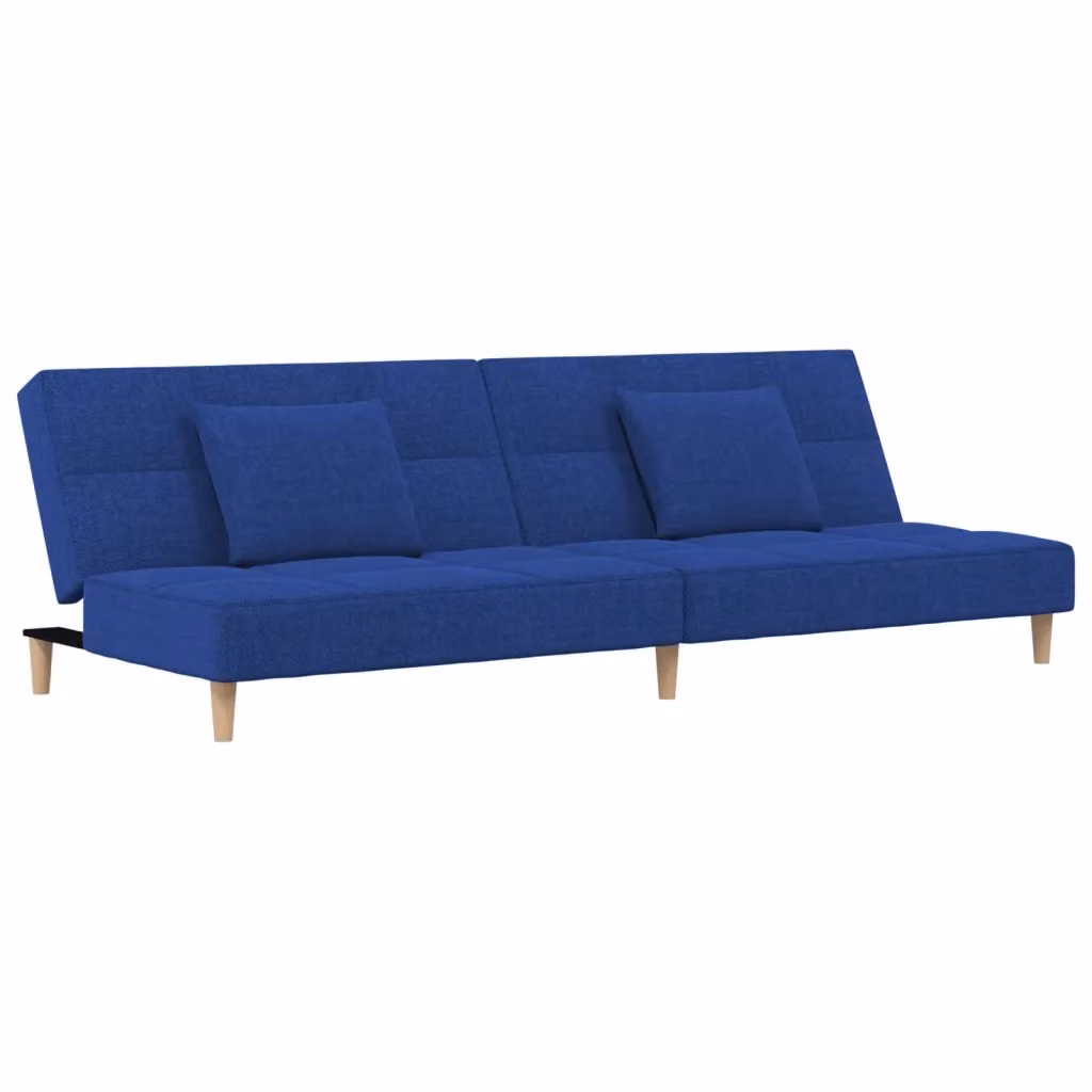 Divano Letto Click-Clack vidaXL in Tessuto Blu con 2 Cuscini e Struttura in Legno Solido per Soggiorno – 2