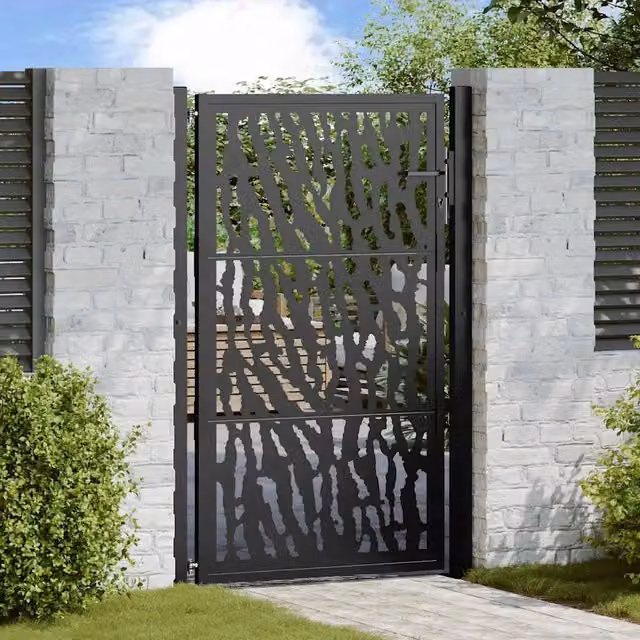 Cancello da giardino nero 100x150 cm con design a traliccio 4100981