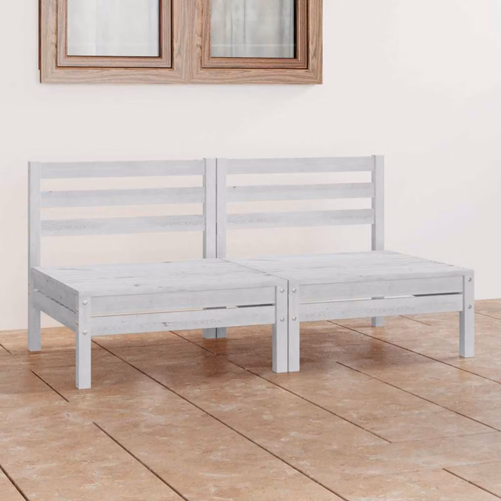vidaXL Divano da Giardino a 2 Posti in Legno di Pino Bianco Lacqué