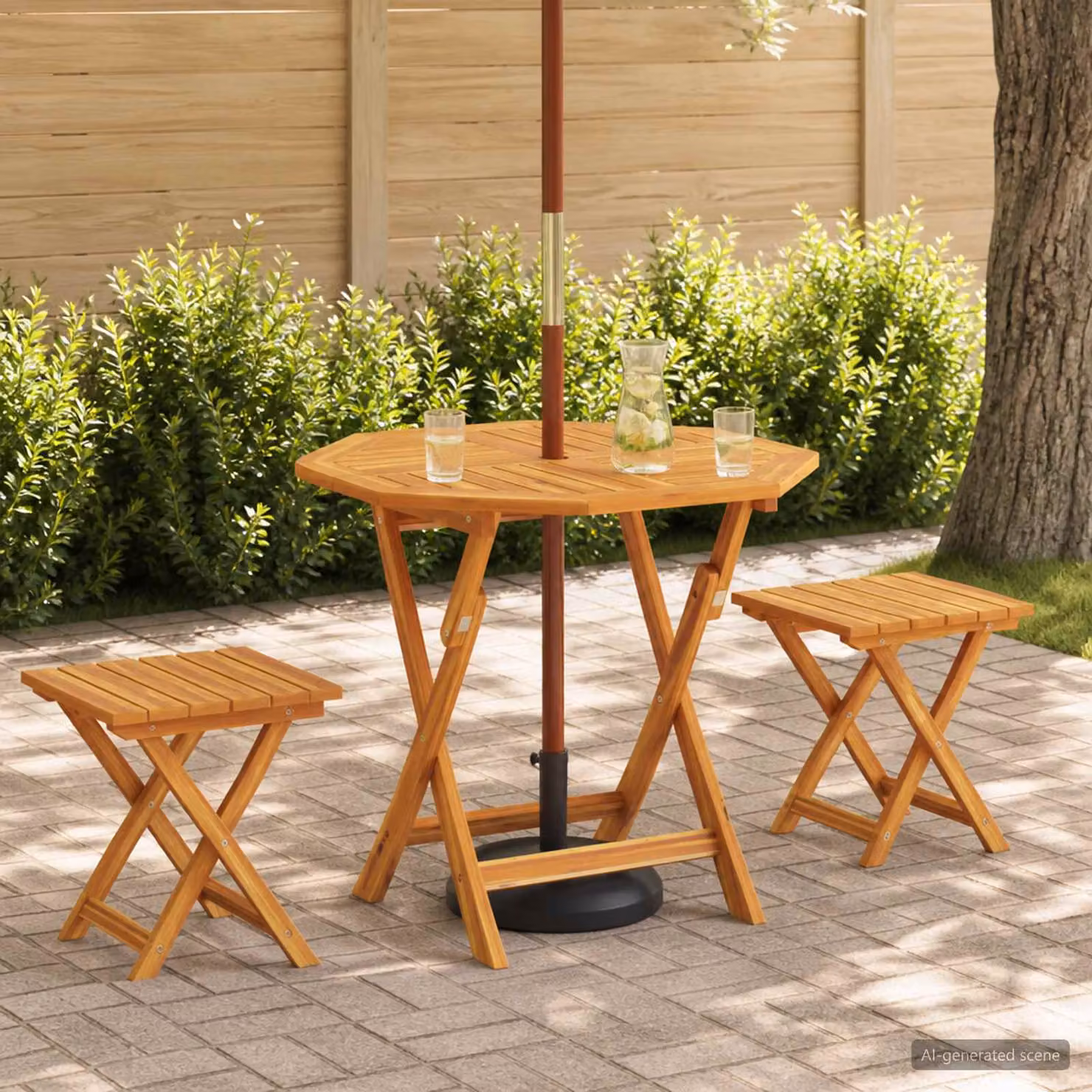 vidaXL Tavolo da giardino pieghevole in legno di teak marrone L/P/H: 90 x 90 x 75 cm
