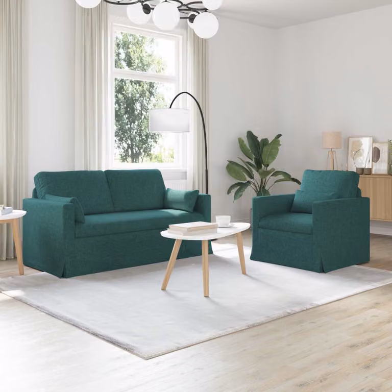 Set di 2 divani vidaXL moderni in tessuto verde scuro e nero con struttura in metallo L: 158 cm, P: 78 cm, H: 80 cm