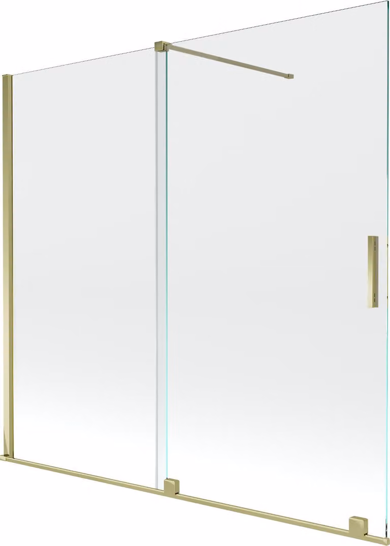 Mexen Velar paravento vasca da bagno scorrevole a 2 ante 170 x 150 cm, trasparente, oro - 896-170-000-01-50