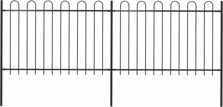 Recinzione da Giardino con Parte Superiore ad Anello in Acciaio 359x120 cm Nera