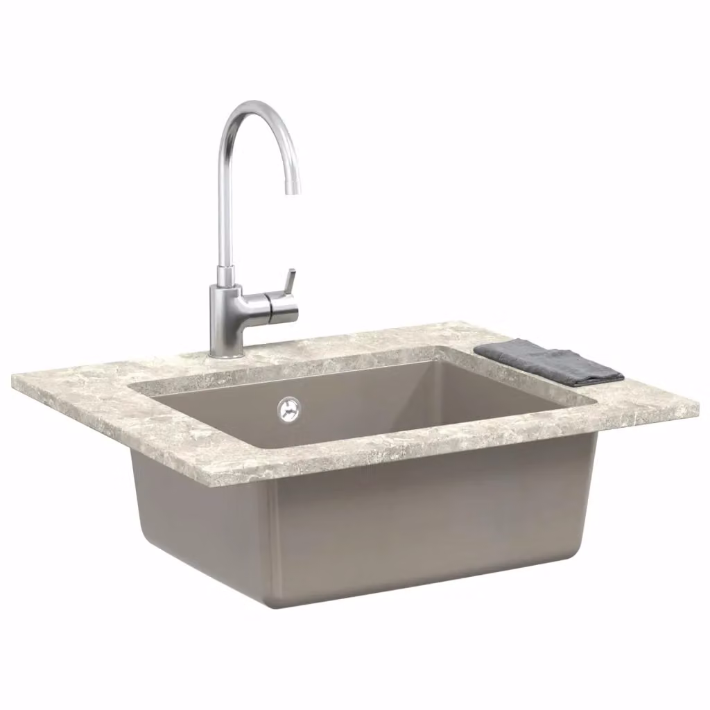 Lavello vidaXL in quarzo e resina grigio L: 53 cm, P: 46 cm – 3