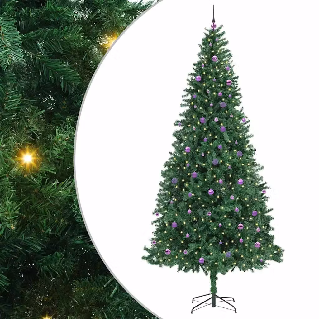 Albero di Natale artificiale moderno vidaXL verde con 300 LED luce bianca calda e struttura in metallo, PVC e plastica, Altezza: 300 cm – 2