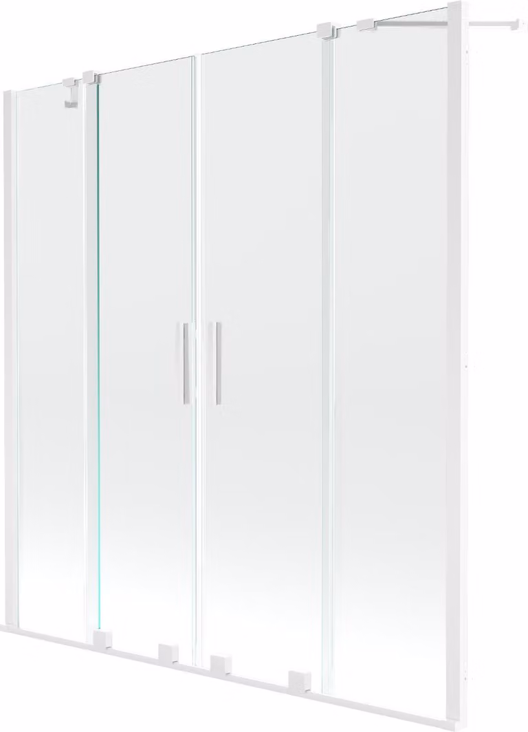 Mexen Velar Duo paratia per vasca da bagno a 2 ante scorrevoli 150 x 150 cm, trasparente, bianco - 896-150-000-02-20