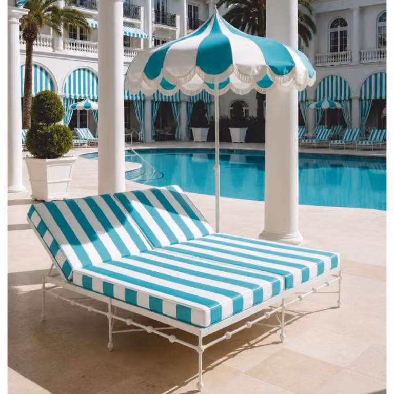 Casa Padrino: lettino da giardino doppio bianco/turchese 160 x 190 cm - Arredamento per hotel e giardini VPP
