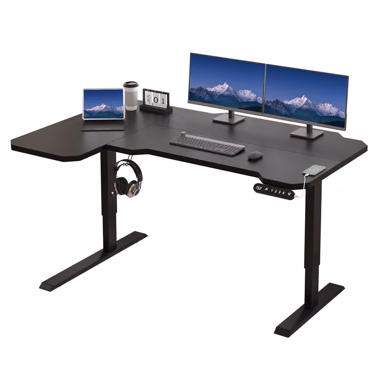 Hilodesk 150cm L-Form Scrivania Elettrica, Scrivania a Forma L 150 Cm Regolabile in Altezza, Scrivania Seduta E Stante per Ufficio Casa, Nero