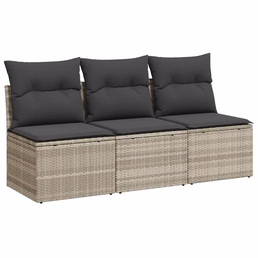 Divano da giardino a 3 posti Design Mania in polyrattan grigio con cuscini inclusi – 2