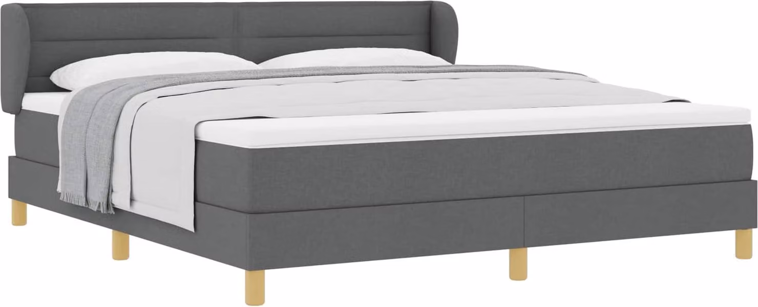 Letto a molle con materasso Grigio scuro 180 x 200 cm Tessuto