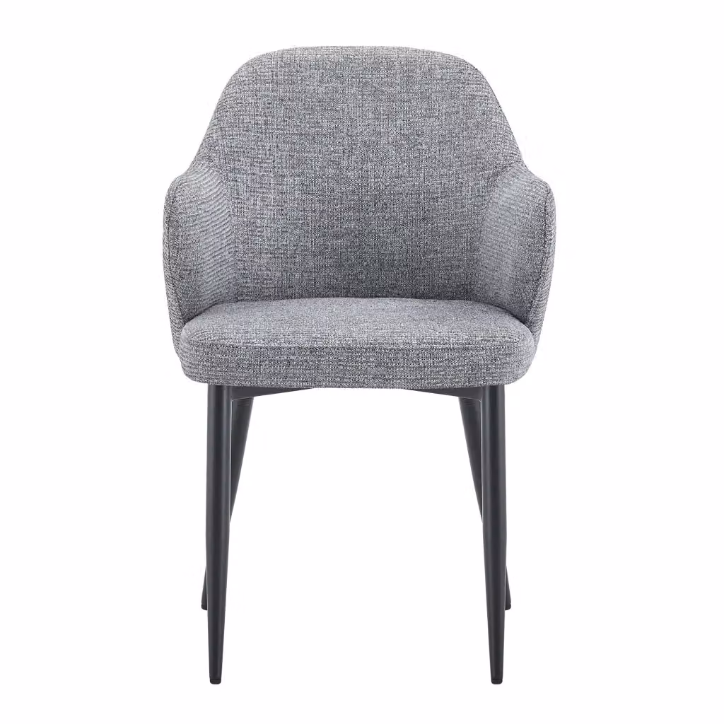 Set di 2 sedie da pranzo moderne con schienale avvolgente in tessuto grigio e struttura in metallo nero – 2