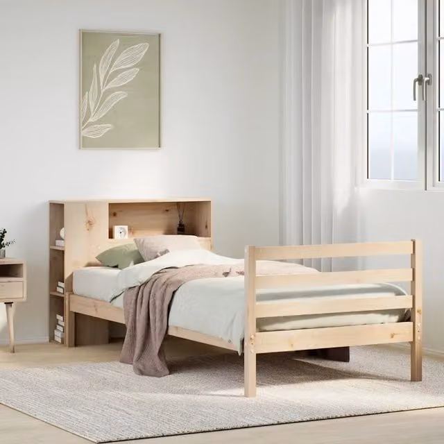 Giroletto con Libreria vidaXL in Legno di Pino Rustico Bianco L: 190 cm, P: 82 cm, H: 81 cm – 1