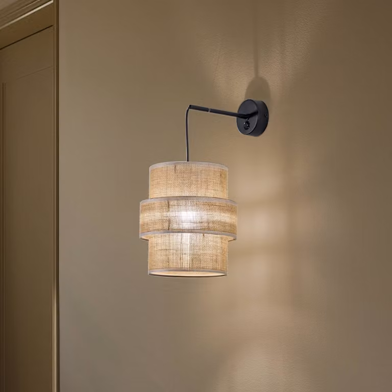 Applique da parete Calisto TK Lighting, Marrone / Ruggine, Soggiorno / Sala da pranzo, Tessuto / Stoffa / Seta, Applique