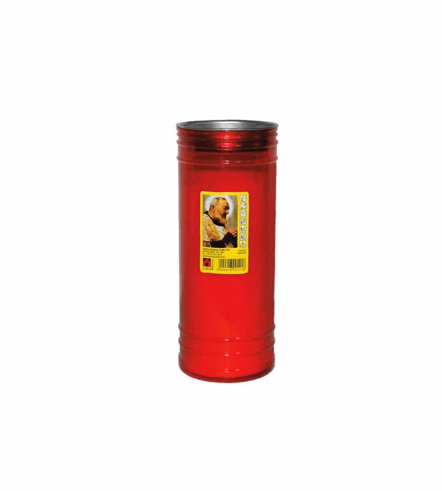 Cero Votivo Padre Pio Rosso Maxi Cm 8 H 21