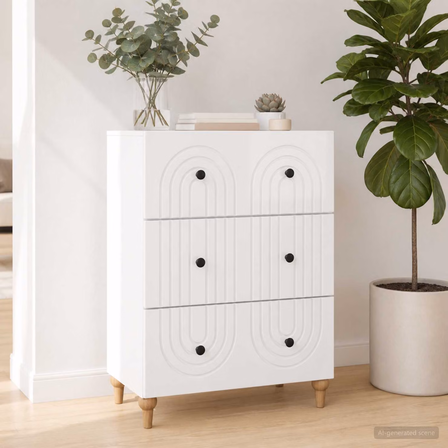 Mobile con cassetti vidaXL Bianco Lucido L 66 cm x P 34,5 cm x H 90 cm