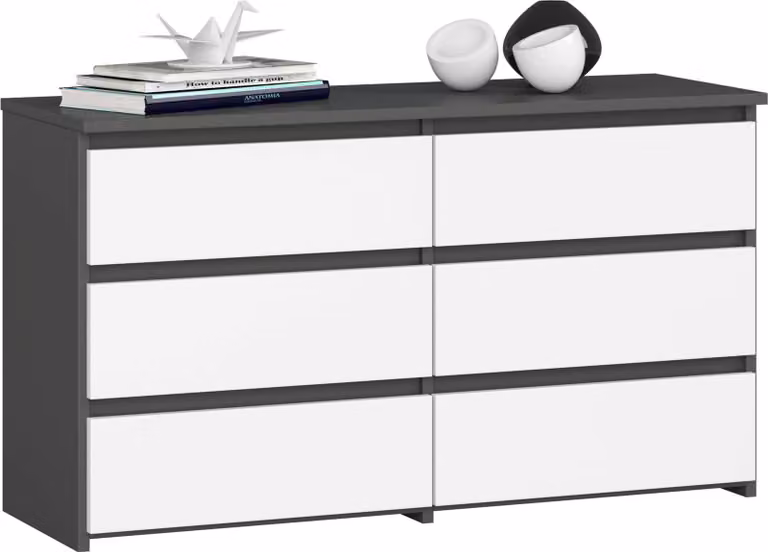 Cassettiera piccola AKORD CL100 Grigio grafite, bianco 6 cassetti L100 x H57 x P35 cm