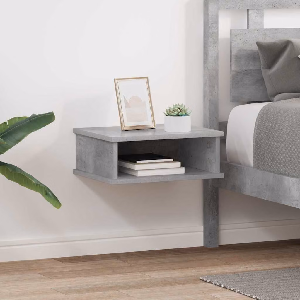 Set di 2 comodini sospesi vidaXL in stile moderno, colore grigio, L 40 cm x P 31 cm x H 15 cm