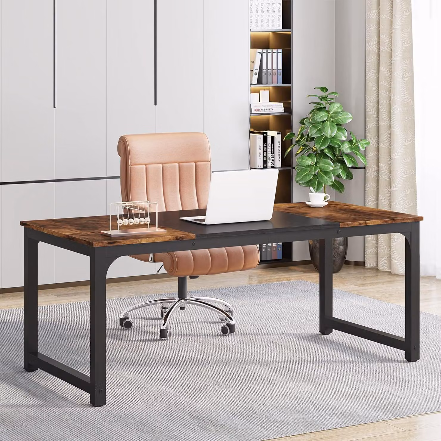 Tribesigns scrivania scrivania per computer 160 x 80 x 75 cm tavolo per PC tavolo da lavoro tavolo da pranzo in nero, scrivanie, tavolo da conferenza, marrone