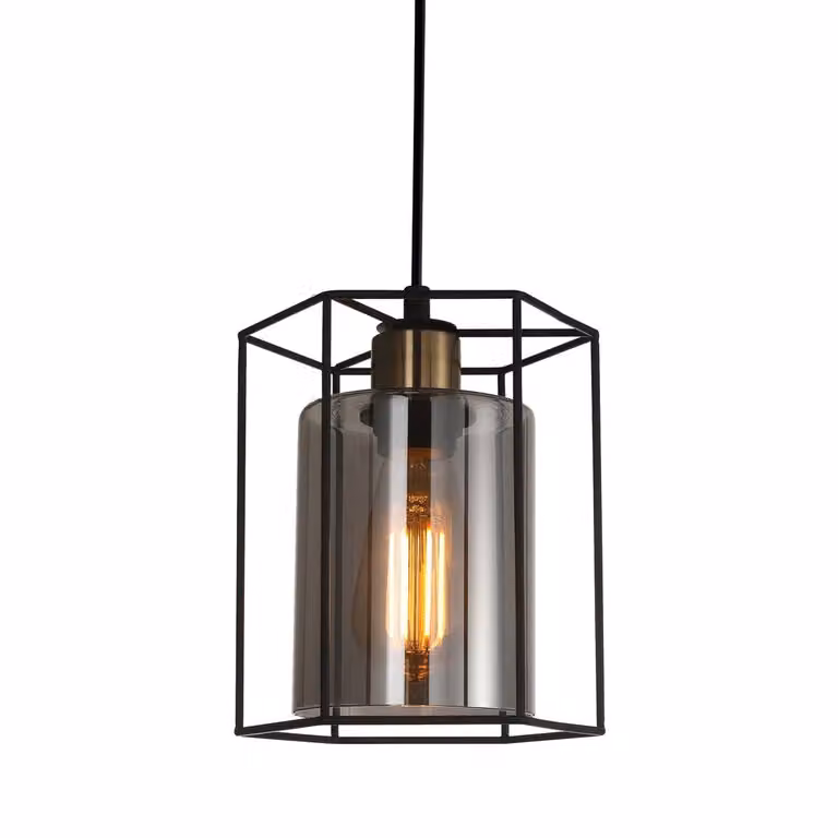 Italux Kalula, lampada a sospensione industriale nera PND-78901-1-BK+SG