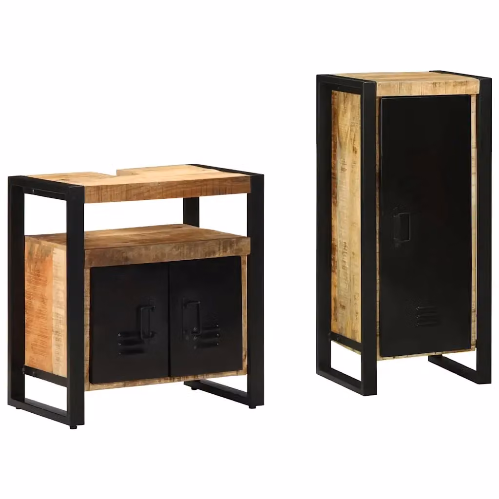 Set di mobili per il bagno minimalist 2 pezzi vidaXL in legno e metallo marrone e nero – 2