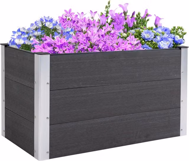 Fioriera rialzata XYLO in alluminio e WPC grigia L: 100 cm, P: 50 cm, H: 55,5 cm