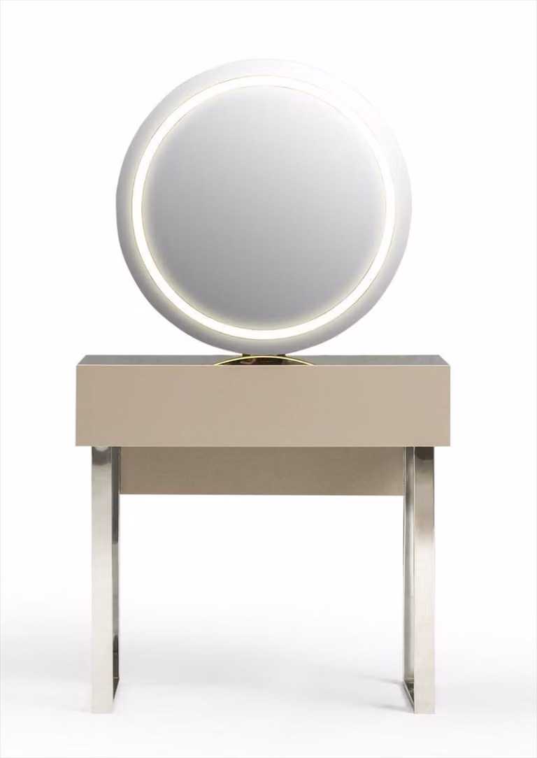 Schminktisch mit Spiegel Beige Moderner Stil Shick Elegant Funktional