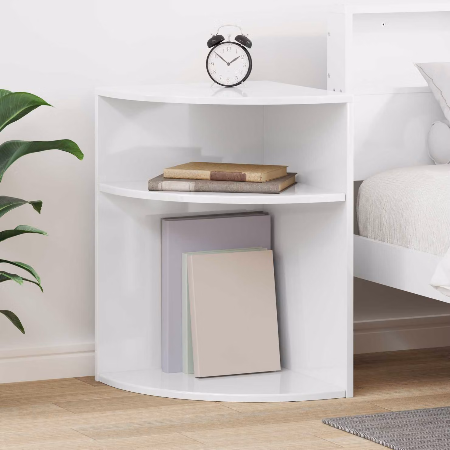 vidaXL Tavolino moderno bianco lucido in legno ingegnerizzato L/P/H: 39,7 x 39,7 x 60 cm