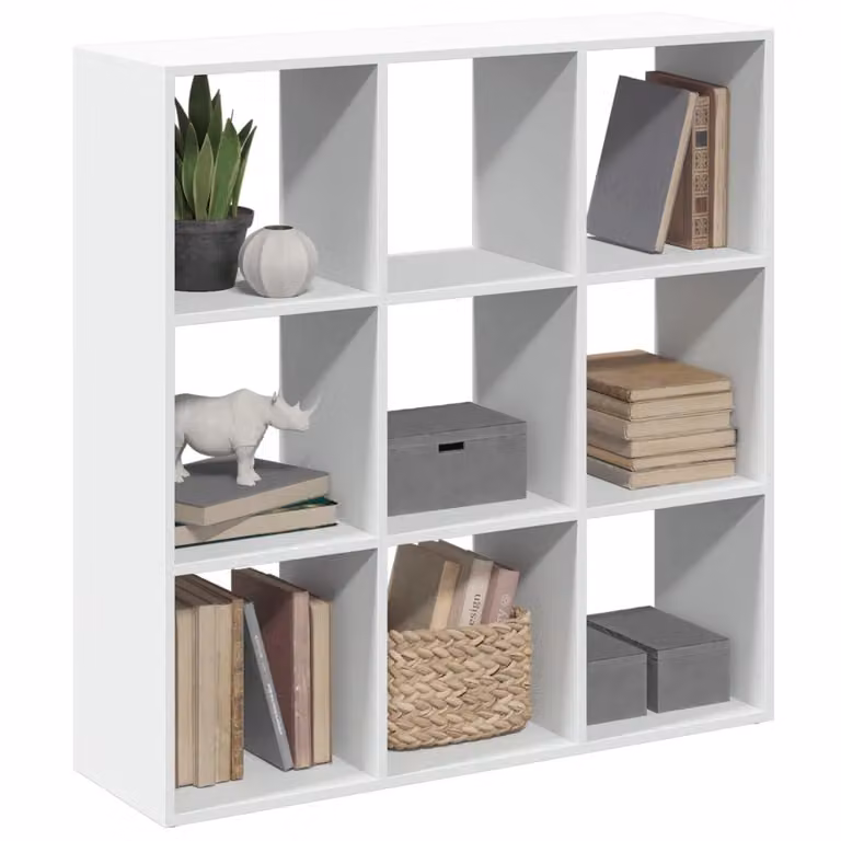 Libreria Divisorio Moderna vidaXL Bianca in MDF con Design Geometrico L: 102 cm, P: 29 cm, H: 103,5 cm