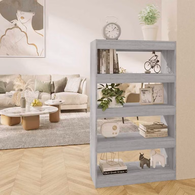 Libreria e divisorio vidaXL in MDF grigio opaco L 80 x P 30 x H 135 cm