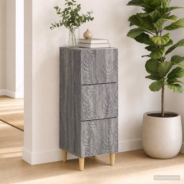 Carrello mobile con cassetti vidaXL in stile moderno, colore grigio Sonoma, L 33 cm x P 34,5 cm x H 90 cm