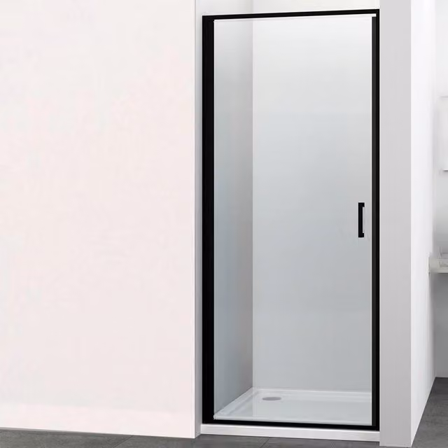Porta doccia battente swing per box nicchia black profilo nero cristallo 6 mm *** misure 78-80xh195 cm, confezione 1