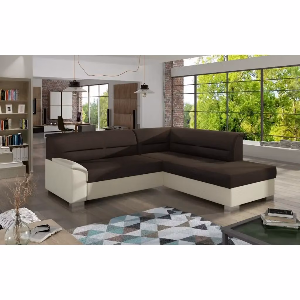 Divano angolare convertibile TROMSO MEUBLORAMA marrone e beige con angolo destro e funzione letto per il tuo soggiorno L/P/H: 247 x 141 x 83 cm – 2