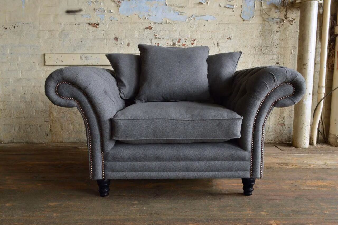 Design Chesterfield Sessel 1 Sitzer Couch Polster Luxus Klassische Textil Sofas