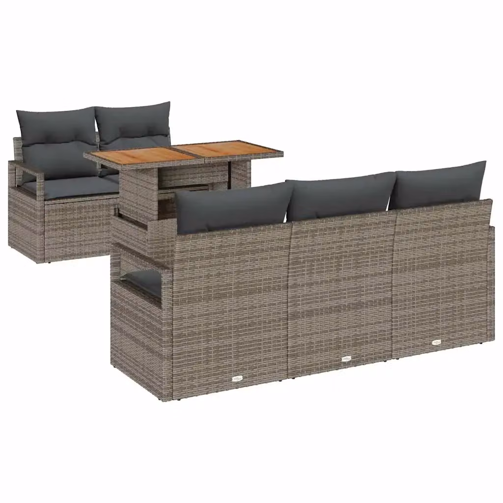 vidaXL Set Divano da Giardino Moderno a Forma di U con 6 Pezzi e Cuscini Grigio – 2
