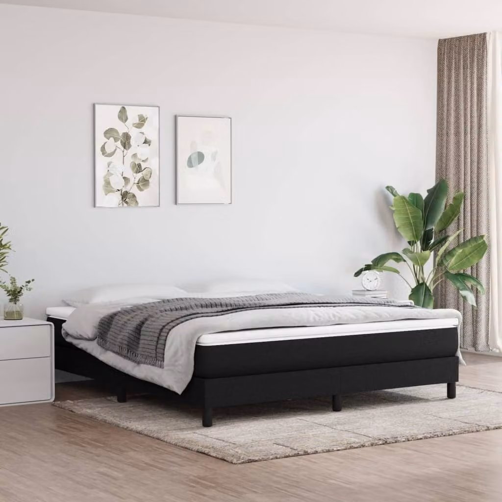 The Living Store Letto Boxspring nero 180x200 cm tessuto
