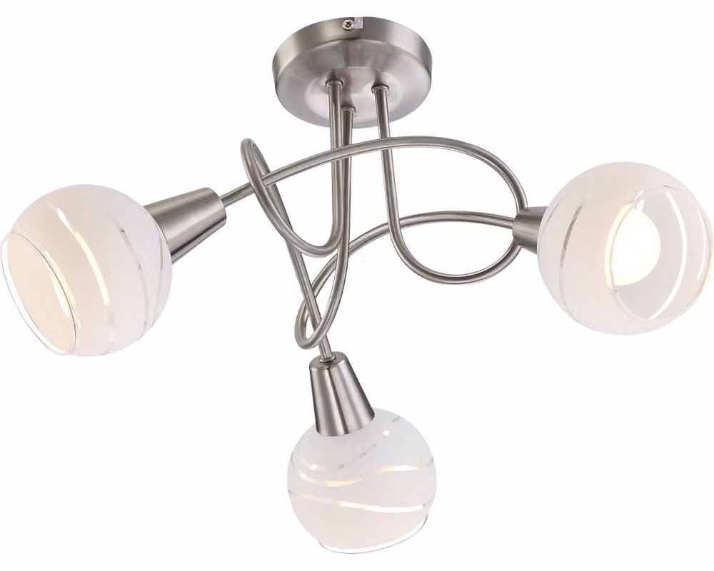 Plafoniera LED, a 3 fiamme, in vetro decorato, D 39 cm