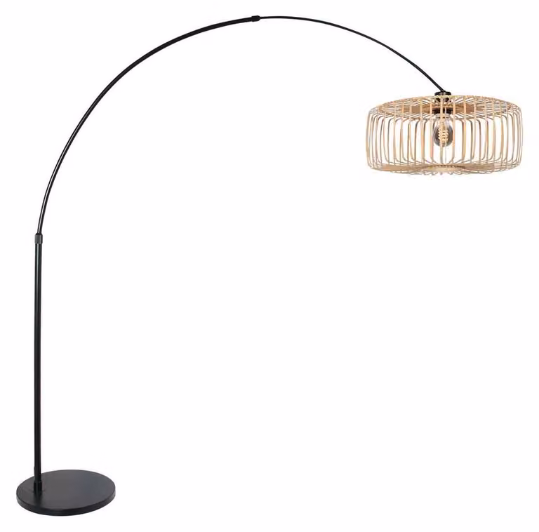 Lampada da terra - nero - Sparkled Light - bambù metallo - lampada ad arco - E27 - 4149ZW - Steinhauer