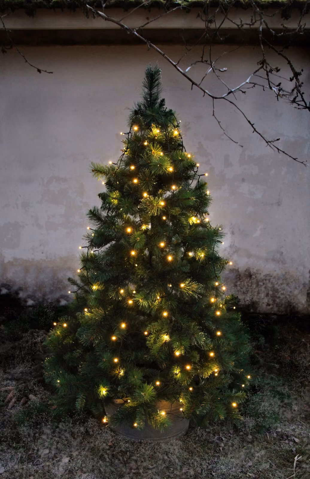 Luci natalizie a LED da appendere per alberi di circa 180-200 cm, colore: bianco caldo, cavi neri a 8 fili, per uso interno ed esterno, trasformatore incluso