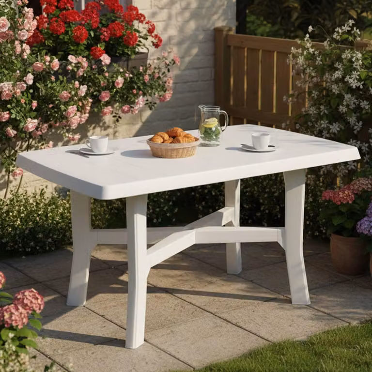Raspberry - Tavolo da Esterno, 138x88x72h cm Bianco, 6 Posti Italy